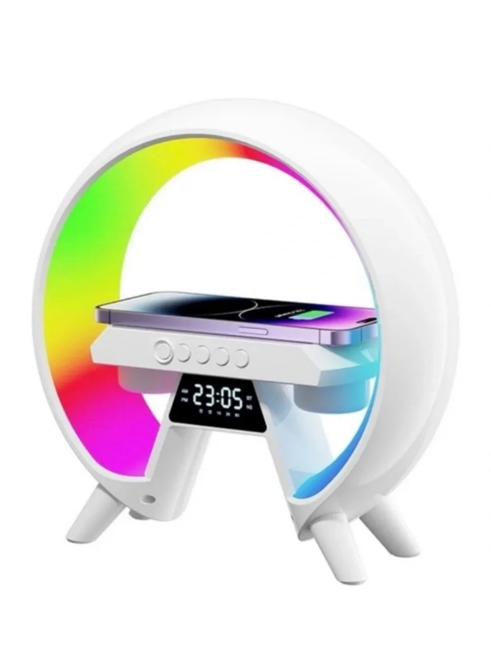 🆕-Led Wireless Charging Speaker/Lamp, Alarm Clock, Sound Machine, Light Modes